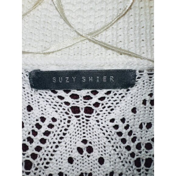 Suzy Shier White Knit Sleeveless Cardigan Womens Size Medium - Picture 3 of 3